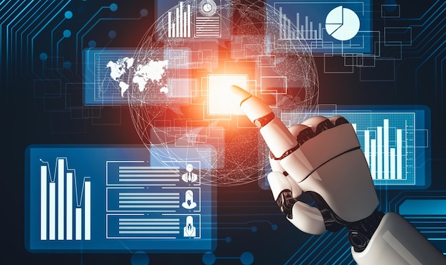 El concepto de inteligencia artificial del robot droide