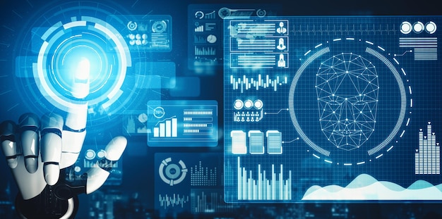 El concepto de inteligencia artificial del robot droide