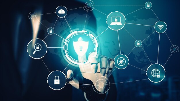 El concepto de inteligencia artificial del robot droide
