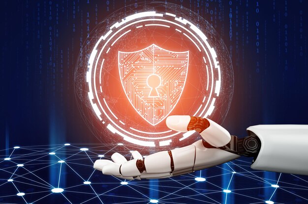 El concepto de inteligencia artificial del robot futurista de Mlb