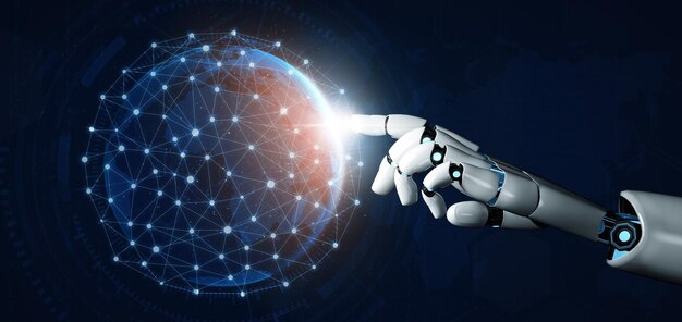 El concepto de inteligencia artificial del robot futurista Mlp
