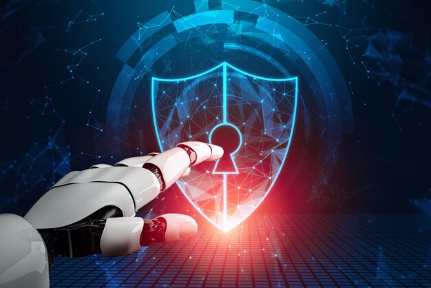 El concepto de inteligencia artificial del robot futurista Mlp