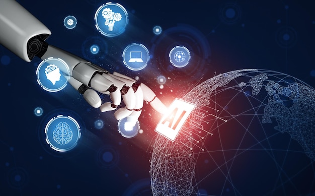 El concepto de inteligencia artificial del robot futurista Mlp