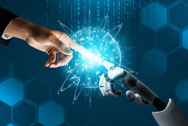 El concepto de inteligencia artificial del robot futurista Mlp