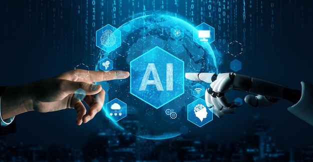 El concepto de inteligencia artificial del robot futurista MLP