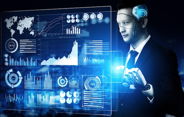 El concepto de inteligencia artificial del robot futurista XAI