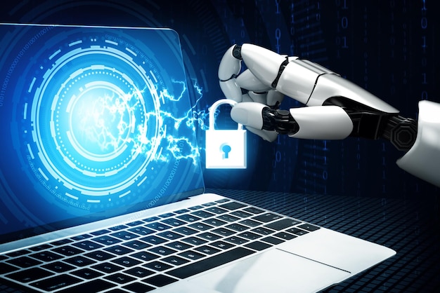El concepto de inteligencia artificial del robot futurista XAI