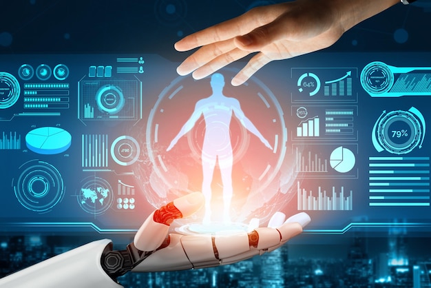 El concepto de inteligencia artificial del robot futurista XAI
