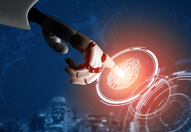 El concepto de inteligencia artificial del robot futurista Xai
