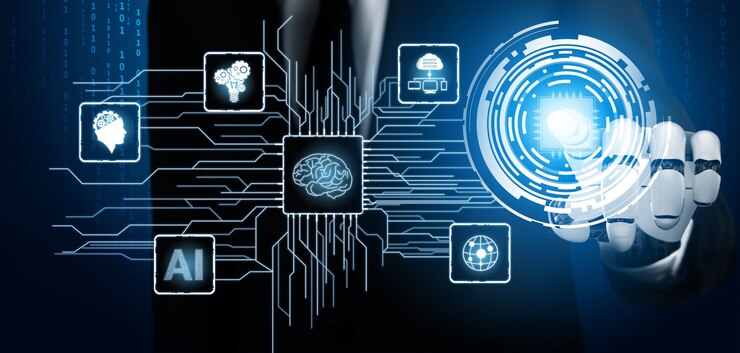 Foto concepto de inteligencia artificial robot futurista.