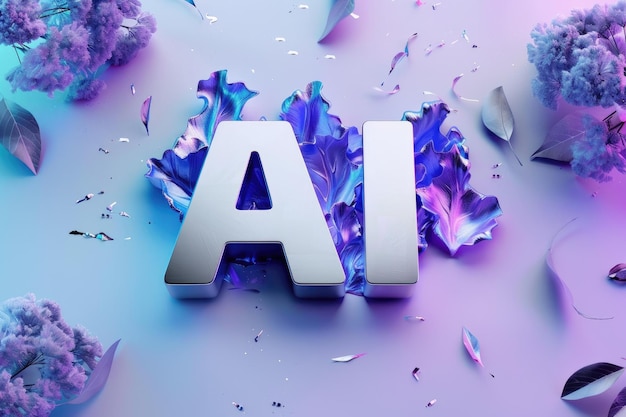 Foto concepto de inteligencia artificial con texto de ia en 3d