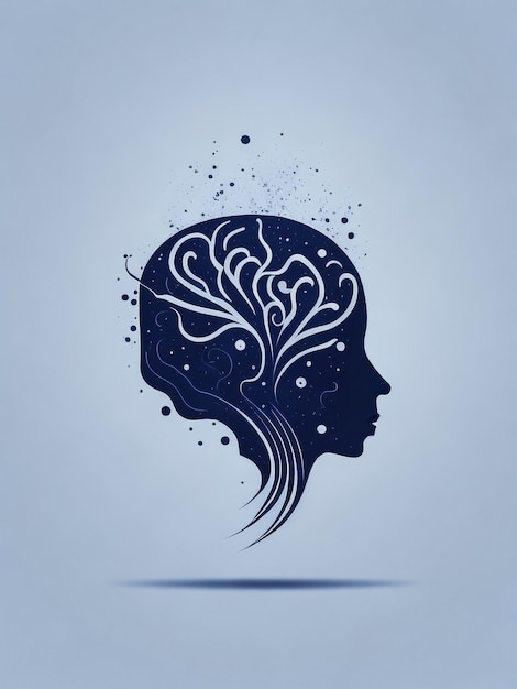 Concepto de inteligencia humana con cerebro humano en fondo azul