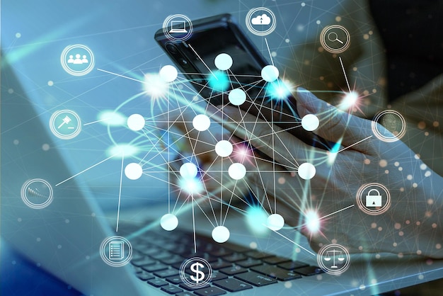 Concepto de interfaz de usuario futurista Interfaz de usuario gráfica GUI cabeza hacia arriba Mostrar Internet de las cosas