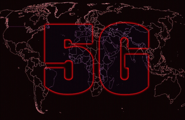 Concepto de internet 5G. Cubriendo la conexión en todo el mundo. Tecnologías peligrosas. Nuevos desarrollos.