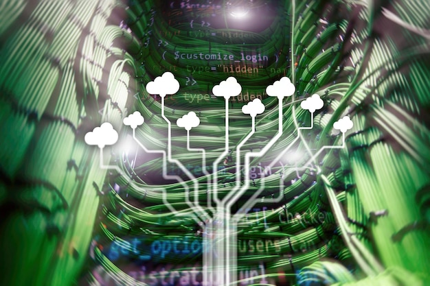 Foto concepto de internet de almacenamiento de datos de redes de tecnología en la nube