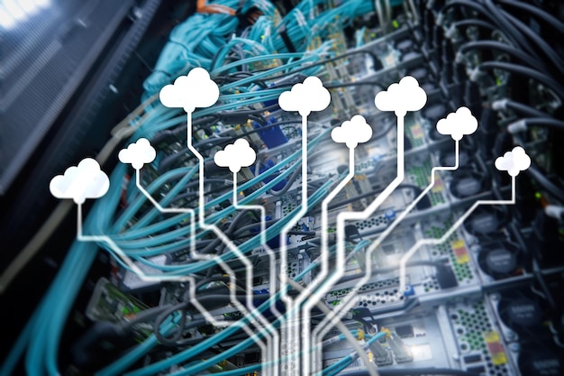 Foto concepto de internet de almacenamiento de datos de redes de tecnología en la nube