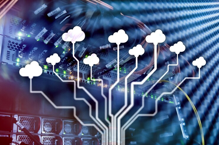 Foto concepto de internet de almacenamiento de datos de redes de tecnología en la nube