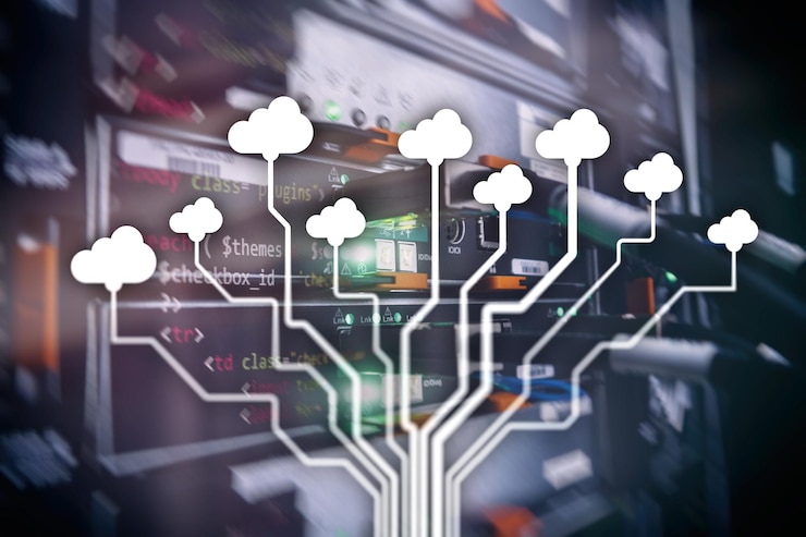 Foto concepto de internet de almacenamiento de datos de redes de tecnología en la nube