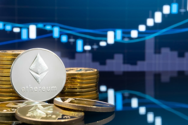 Concepto de inversión de Ethereum y criptomonedas.