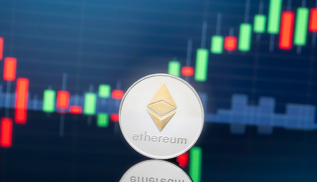 Concepto de inversión de Ethereum y criptomonedas.