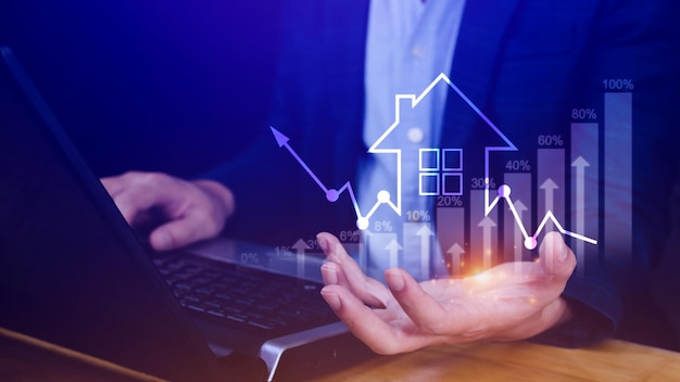 Concepto de inversión inmobiliaria Calificación de eficiencia energética y valor de la propiedad Crecimiento del negocio inmobiliario negocio inmobiliario búsqueda de vivienda aumento del precio de venta de terrenos impuestos