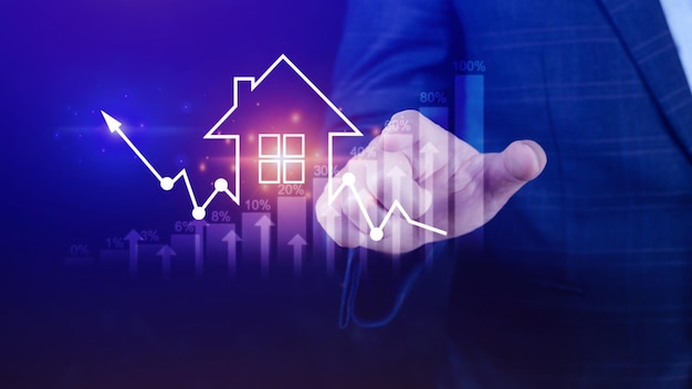Concepto de inversión inmobiliaria Calificación de eficiencia energética y valor de la propiedad Crecimiento del negocio inmobiliario negocio inmobiliario búsqueda de vivienda aumento del precio de venta de terrenos impuestos