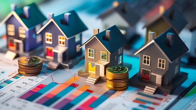 Concepto de inversión inmobiliaria Inmobiliaria en línea en pantallas virtuales búsqueda en el hogar lan IA generativa