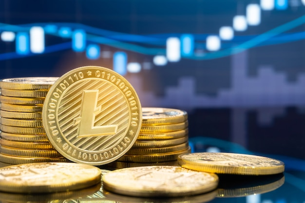 Concepto de inversión en Litecoin y criptomonedas.