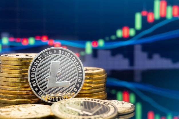 Concepto de inversión en Litecoin y criptomonedas.