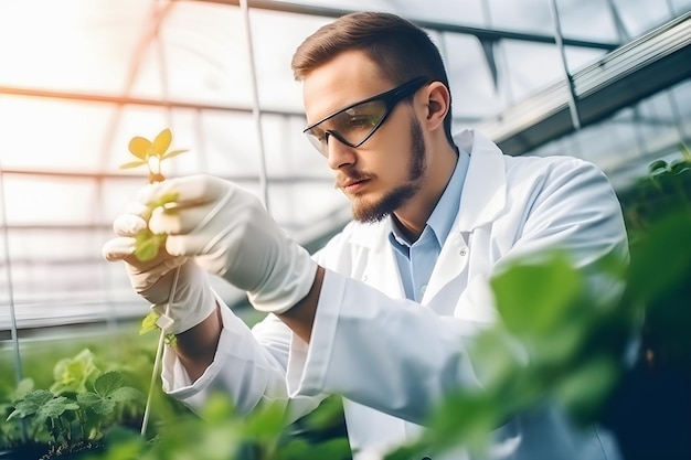 Concepto de investigación y desarrollo de tecnología de ciencia de plantas agrícolas Contenido generativo de IA