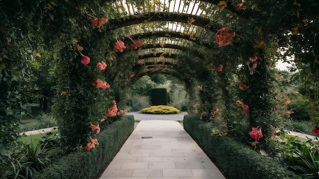 Concepto de jardinería rosa con espacio