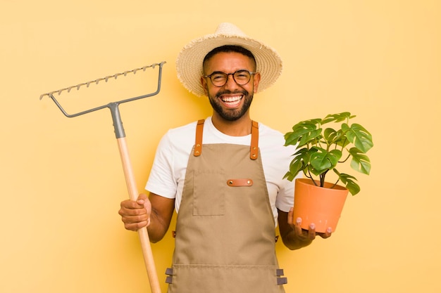 Concepto de jardinero de hombre afro negro