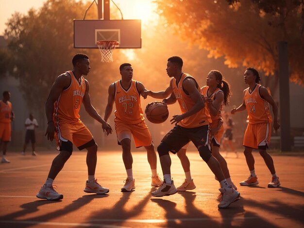 Foto concepto de juego de baloncesto