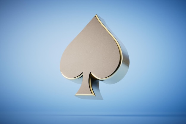 El concepto de juego de cartas de espada sobre un fondo azul 3D Render