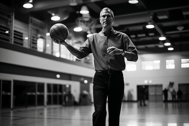 Concepto de jugador de ejercicio de competición de baloncesto