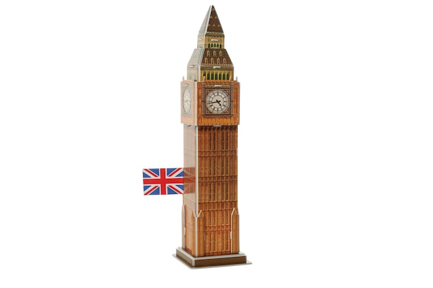 Concepto de lengua inglesa de Papúa Nueva Guinea Big Ben aislado en fondo blanco