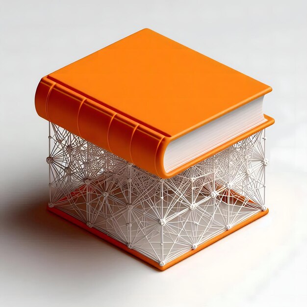 Concepto de un libro físico con una estructura de red digital
