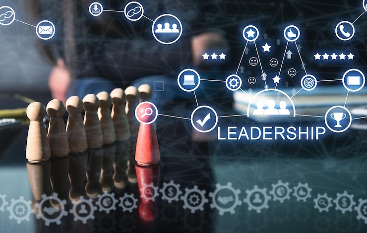 Foto concepto de liderazgo trabajo en equipo líder empresarial