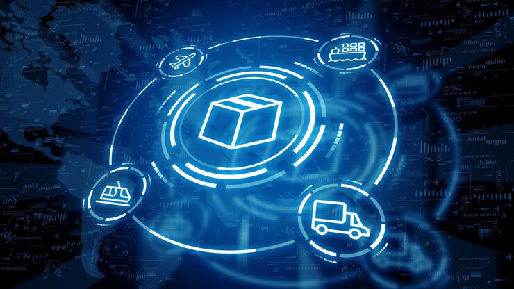 Foto el concepto de logística y entrega de mercancías imagen abstracta con modo de transporte