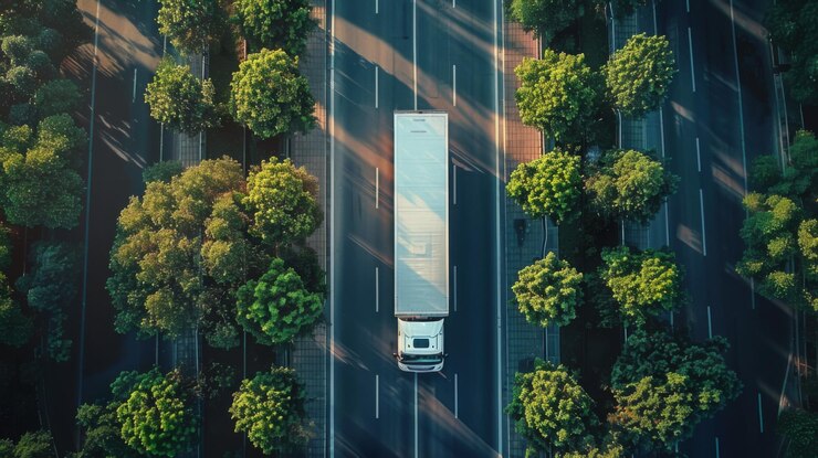 concepto logístico de camión en carretera