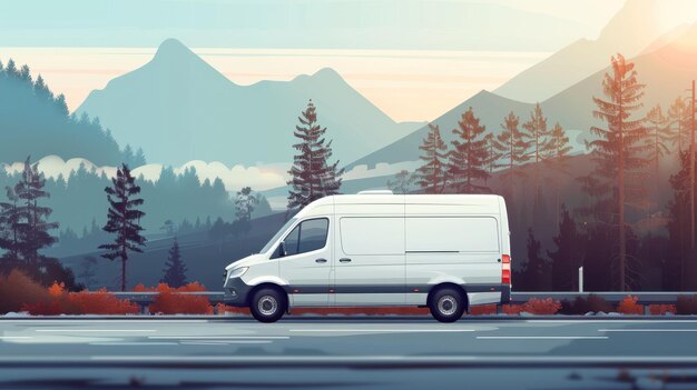 concepto logístico de furgonetas por carretera