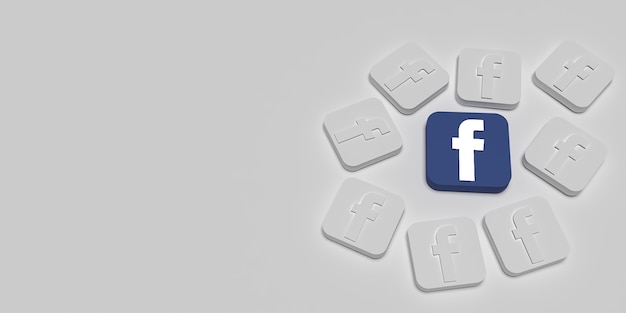 Concepto de marca de marketing de facebook 3d con blanco