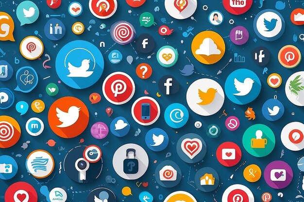 Foto concepto de marketing de redes sociales fondo con varios iconos