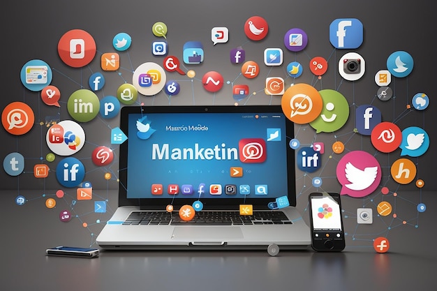 concepto de marketing en redes sociales para marketing con aplicaciones