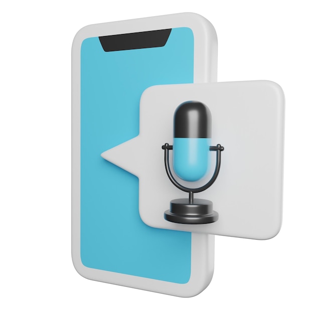Concepto de mensaje de voz con micrófono y teléfono inteligente