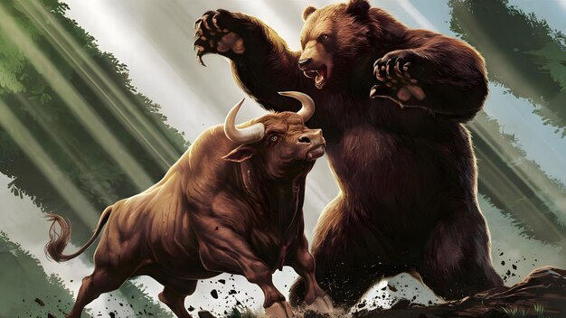 Concepto de mercado bursátil Bull vs Bear