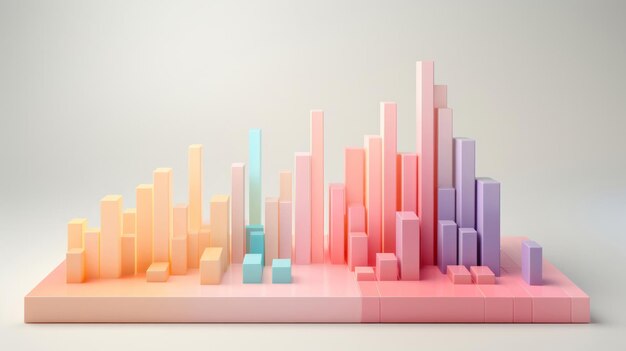 Concepto de mercado de valores de gráfico de barras financieras de gráfico de papel de color pastel