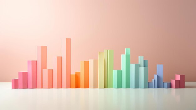 Concepto de mercado de valores de gráfico de barras financieras de gráfico de papel de color pastel