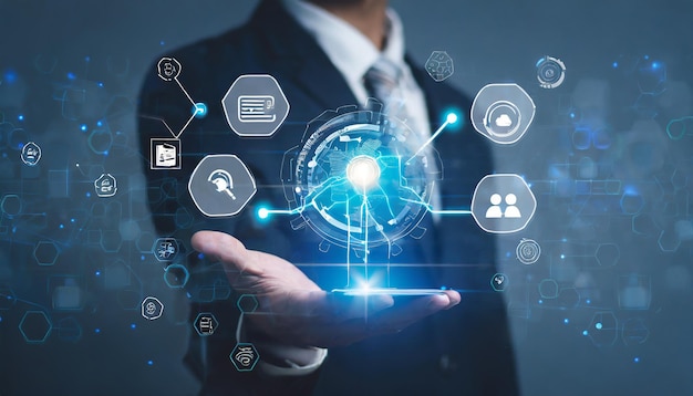 Concepto de mercadotecnia con inteligencia artificial nuevos paradigmas de investigación de mercado desarrollo empresarial