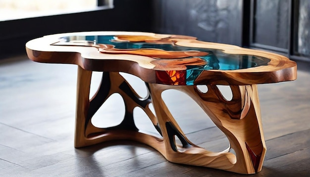 concepto de mesa de madera y resina